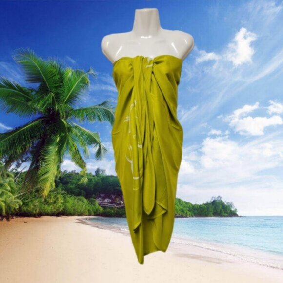 Womens Sarong Cotton Wrap, Handpainted Batik Wrapskirt Beach Pareo Beachwear-NEW - Picture 5 of 6